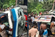 ফরিদপুরে বাস-অ্যাম্বুলেন্সের মুখোমুখি সংঘর্ষে নিহত ৫